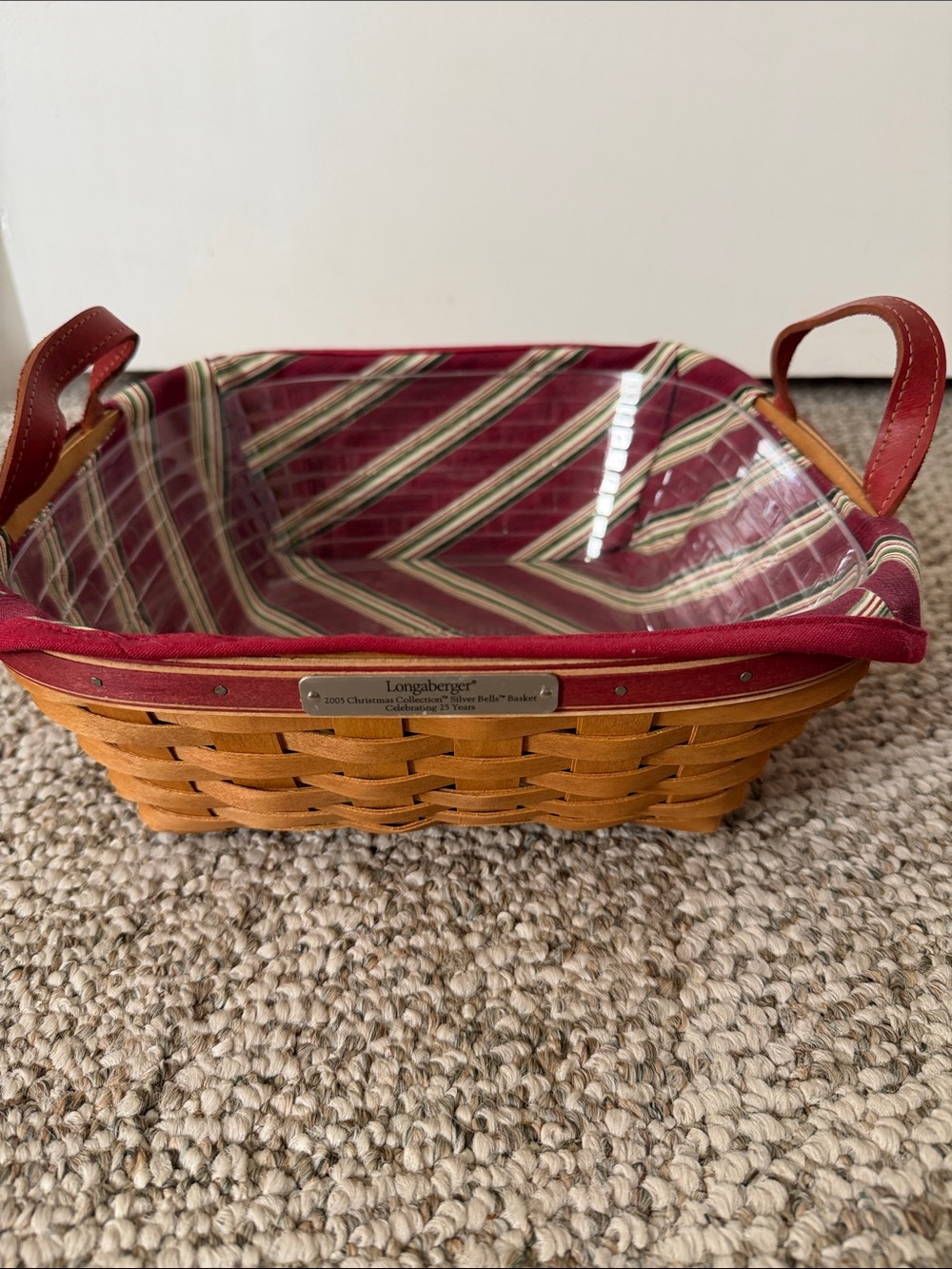Longaberger 2005 Christmas Collection Silver Bells Basket w/ Liner and Protector